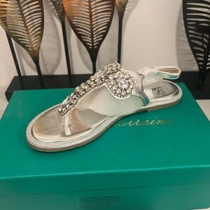 Elegant Silver Embellished Sandals Size 5.5 by Lauren Lorraine